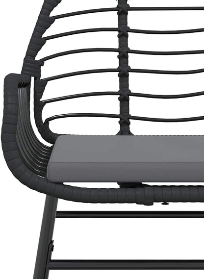 vidaXL 5 Piece Garden Set with Cushions Poly Rattan Glass Black,Outdoor Dining Set,Garden Dining Furniture,Garden Dining Table and Chairs,Patio Dining Set - QUORE