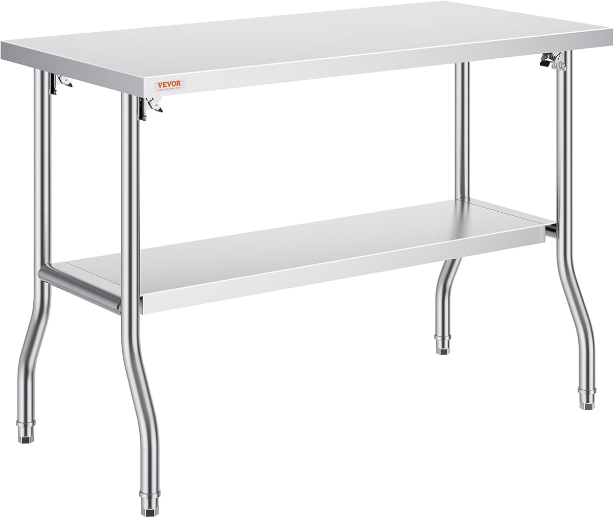 VEVOR Werktafel Keukentafel, 1220 x 610 x 850 mm Roestvrij Stalen Werktafel, Zilver Commerciële Werktafel, Gebruikt in de Gezinskeuken, Garage, Commerciële Keuken, Restaurant, Koffieshop, Laboratorium