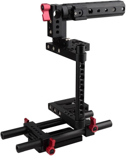 CAMVATE Camera Cage Rig Top Handvat Statief Mount Plaat voor Nikon Sony Panasonnic (rood)