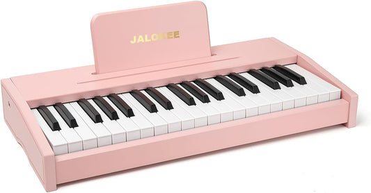 Kinder pianotoetsenbord – Digitale piano voor kinderen – Kinderkeyboard – Mini piano – Speelgoed piano – Roze, 37 Toetsen – Stevige MDF Constructie – Inclusief Songboek En Gekleurde Toetsstickers