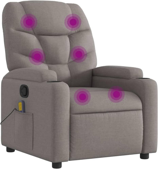 vidaXL Massagestoel verstelbaar stof taupe, zitstoel, armstoel, fauteuil, leunstoel, stoel, televisiefauteuil, tv-stoel, tv-fauteuil, zetel