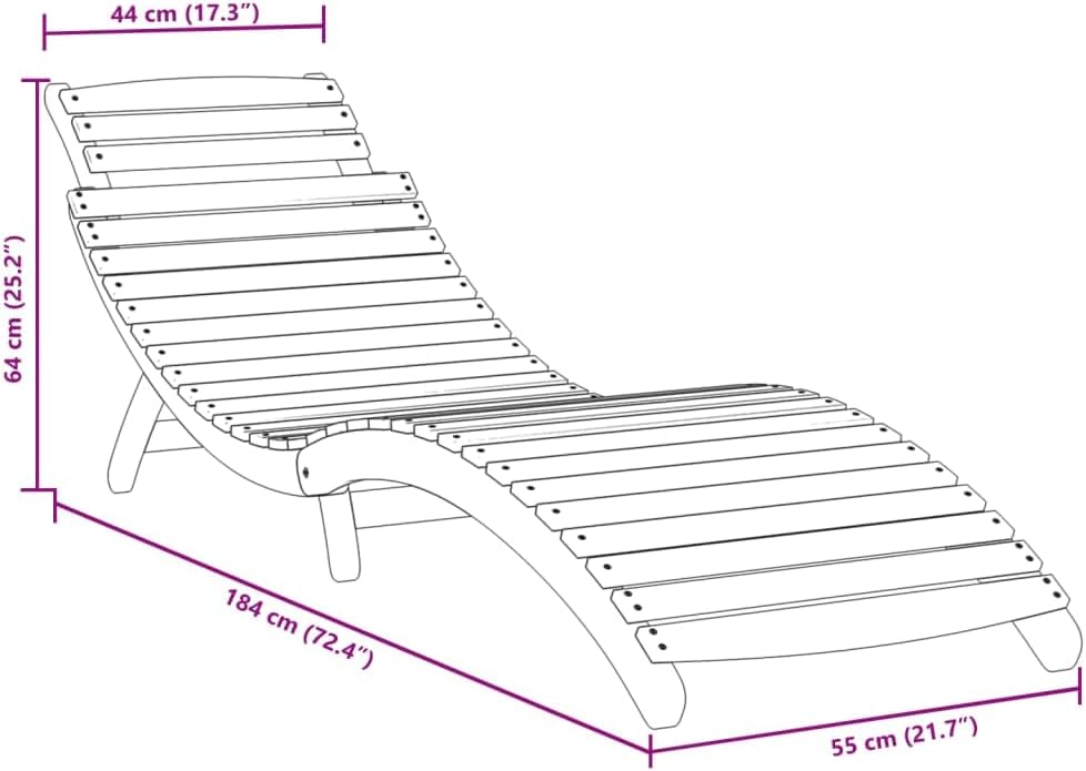 vidaXL Sunbed 184x55x64 cm Solid Acacia Wood Grey, Outdoor Bed, Sun Bed, Sun Bed, Garden Lounger, Sun Lounger, Outdoor Lounger, Sun Lounger, Wooden Lounger - QUORE