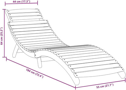 Houten Ligbedden – Tuinbed – Zonnebed – Ligstoel – Lounger – Set Van 2 – Massief Acaciahout – Inklapbaar – Grijze Afwerking – 184x55x64 cm