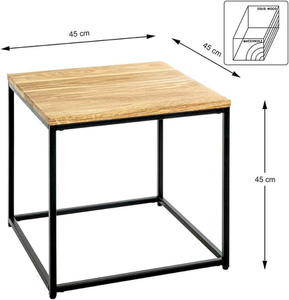 HAKU Bijzettafel, massief hout, eikenhout, zwart, B 45 x D 45 x H 45 cm