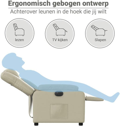 vidaXL Armchair electrically adjustable faux leather cream coloured, armchair, armchair, lazy chair, relax chair, reclining chair, armchair, tv chair