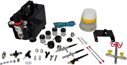 Airbrush Compressor Set – Airbrush Set – Spray Set – Mini Compressor – Spuitpistool – Automatisch Start/Stop – 3 Pistolen Met Verschillende Nozzles