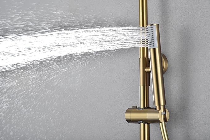 Douchekolom – Doucheset – Douchepanel – Douchestang – Thermostaatkraan – Grote 20 cm Regendouche – Thermostatische Messingkraan