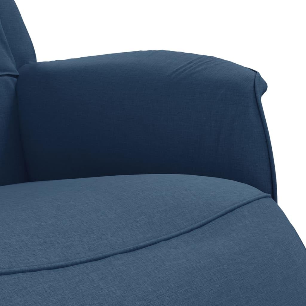 Relaxfauteuil – Verstelbare Fauteuil – Leunstoel – Luie Stoel – Draaifauteuil – Stof Blauw – Met Voetensteun – 360° Draaibaar