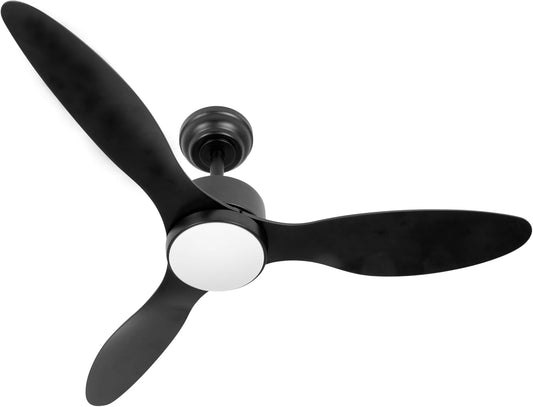 Abrila Ventilator DC Serpa, zwart met drie vleugels, met 6 instelbare snelheden, met 3 lichttemperaturen, timer en dimmer, afstandsbediening inbegrepen