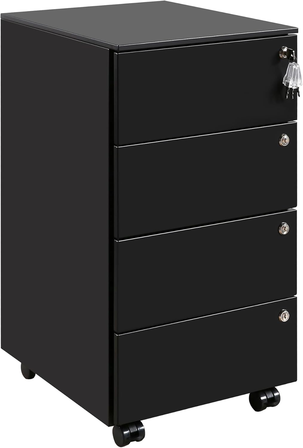 Rollcontainer, mobiele archiefkast, 4 laden, 4 sloten, zwart OFC141B02HI