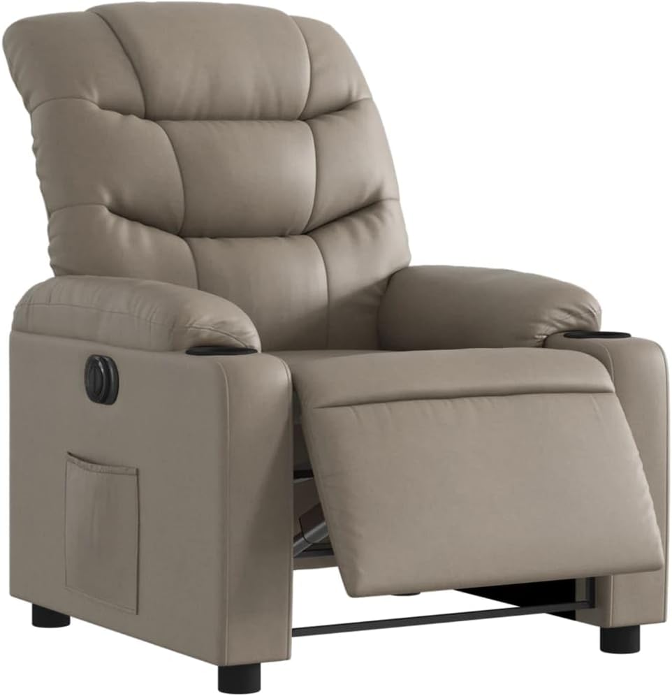 Relaxstoel – Elektrische Relaxfauteuil – Tv-Stoel – Ligstoel – Elektrische Fauteuil – Kunstleer – 135 Graden Kantelfunctie – Stevig Hout- en Metalen Frame
