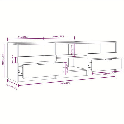 TV-kast – TV-meubel – TV-standaard – Mediameubel – Entertainmentkast – Gerookt Eiken – 150x33,5x45 cm – Duurzaam Gemonteerd Hout