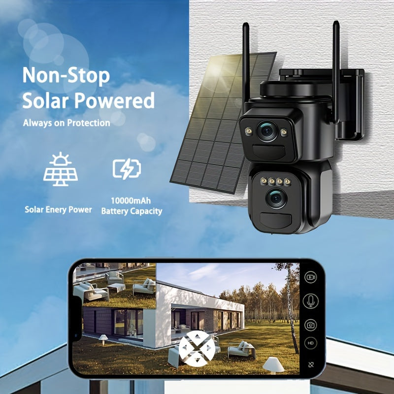 Draadloze Beveiligingscamera – Zonnepaneel Camera – Wifi Beveiliging – Buiten Camera – 1080p Full HD – Nachtzicht – Oplaadbare 8000mAh Batterij