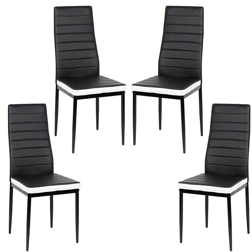 Stoel – Eetkamerstoel – Bureaustoel – Fauteuil – Klapstoel – PU Kunstleer – Hoge Rugleuning – Metalen Frame – Ergonomisch – Set van 4 – Stapelbaar – Makkelijk Schoon Te Maken