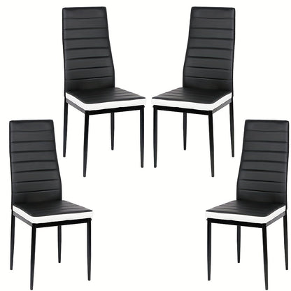 Stoel – Eetkamerstoel – Bureaustoel – Fauteuil – Klapstoel – PU Kunstleer – Hoge Rugleuning – Metalen Frame – Ergonomisch – Set van 4 – Stapelbaar – Makkelijk Schoon Te Maken