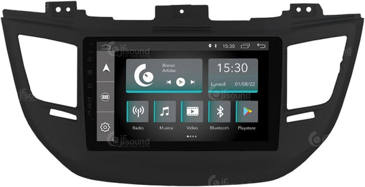 Autoradio Custom Fit per Hyundai Tucson schwarz (mit Navigation, Rückfahrkamera und Kenwood-Verstärker als Standard) Android GPS Bluetooth WiFi Dab USB Full HD Touchscreen Display 9"