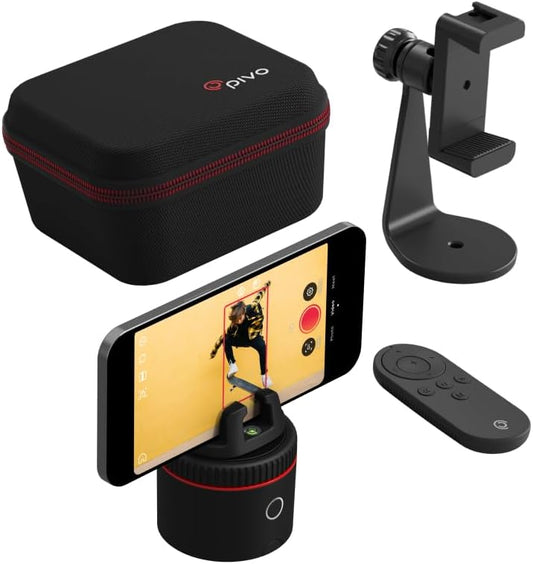 Pivo Pod Classic en houder voor smartphone met automatische sensor voor volgen bewegingen, camerastatief voor handsfree 360° draaien voor video-opnamen met Afstandsbediening, Steun en Reistas