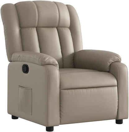 Handmatige Relaxstoel – Ligstoel – Tv-Stoel – Fauteuil – Zithoudingstoel – Verstelbare Rugleuning 135 Graden – Kunstleren Bekleding Met Zijvak – Houten Metalen Frame