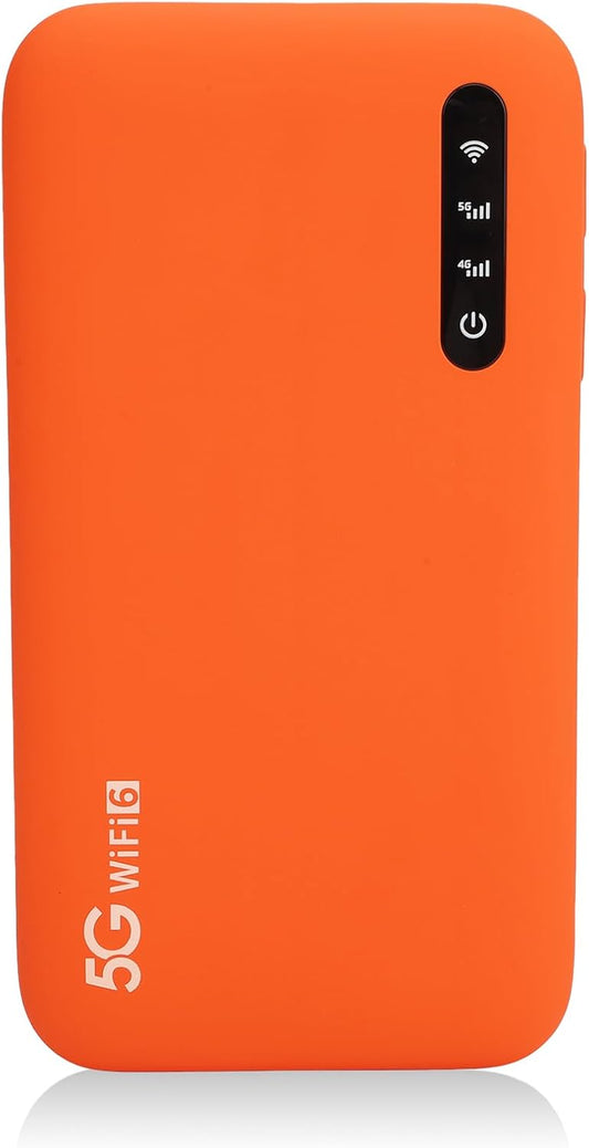 5G Mobiele Hotspot, Draagbare Reisrouter met SIM-kaartsleuf Ondersteunt 16 Gebruikers Tegelijkertijd, Pocket Dual Band Wi-Fi 6-apparaat met 6100mAh-batterij, Beveiligd Internet