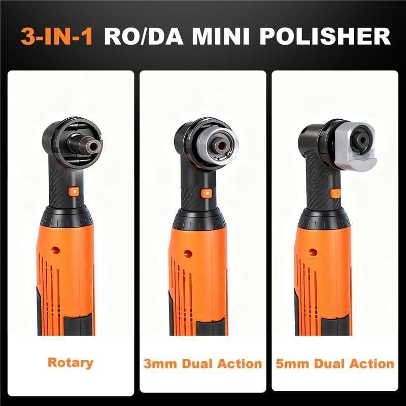Protmex Cordless Car Polisher - 1.2/1.6/2 Inch Mini Polisher, 8 Speeds 2500-6000RPM Mini Buffer with 22 Pads, 12V Rotary & Dual Action Car Polisher Buffer for Car Motorcycle Detailing Polishing Waxing