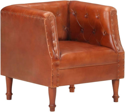 Armchair Brown Genuine Leather Lounge Chair TV Chair Recliner Chair Office Chair for Bedroom Living Room Study Office