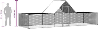 vidaXL Chicken Coop Galvanized Steel Chicken Coop Chicken Run Run Chickens Chick - QUORE