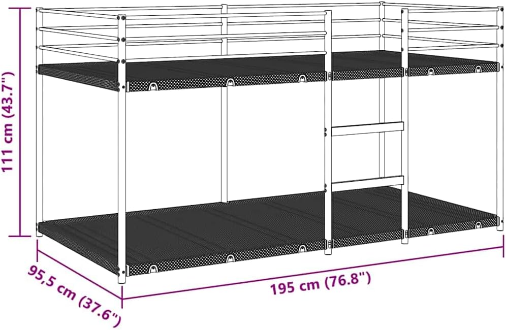 vidaXL Stapelbed zonder matras 90x190 cm staal wit, bedframe, bedbodem, slaapkamermeubilair, hoogslaper, stapelbedframe, laag stapelbedframe