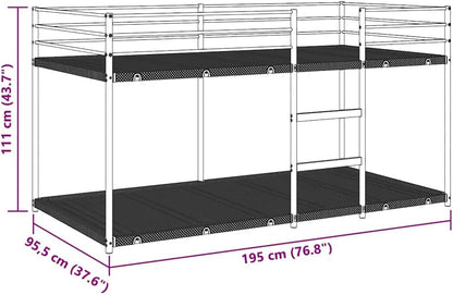 vidaXL Stapelbed zonder matras 90x190 cm staal wit, bedframe, bedbodem, slaapkamermeubilair, hoogslaper, stapelbedframe, laag stapelbedframe