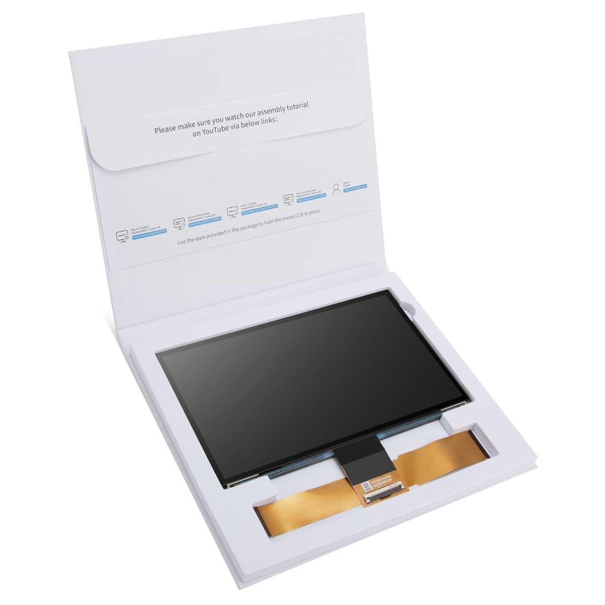 ELEGOO 10 inch 12K monochroom lcd-scherm voor Saturn 4 en Saturn 4 Ultra Resin 3D-printer, met hoge resolutie van 11520 x 5120 en robuuste 9H-gehard glasprotector