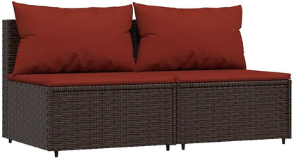 vidaXL 3 Piece Lounge Set with Cushions Poly Rattan Brown Garden Set Rattan Garden Set Lounge Furniture Set Rattan Lounge Set Garden Furniture Set - QUORE