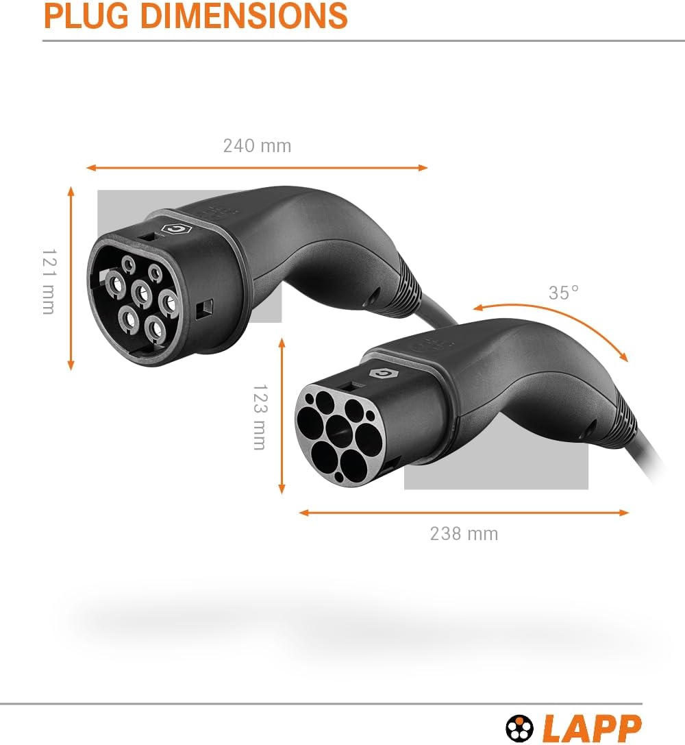 Lapp Mobility Helix type 2 oplaadkabel 11 kW/zelfoprollend / 20 A / 3-fasig/E-auto oplaadkabel/mode 3/5 m
