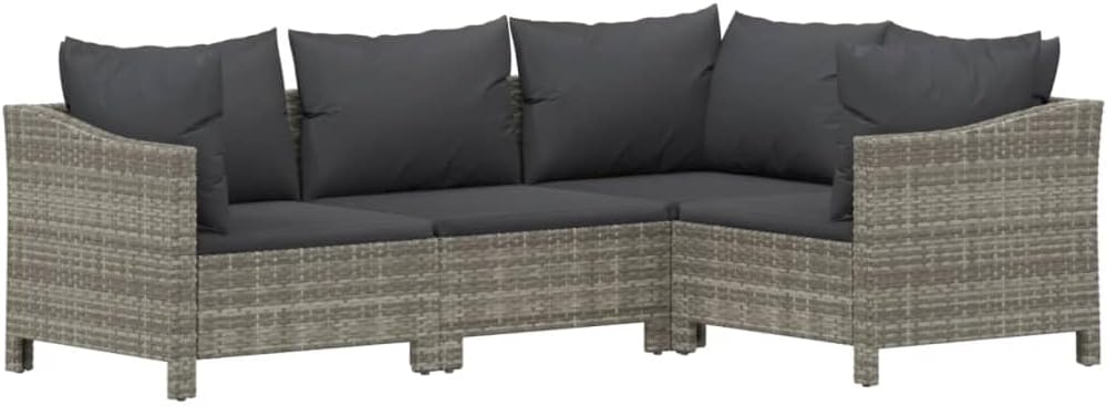 Rattan Garden Furniture Set, PE Rattan Material, Patio Furniture with Cushions and Backrest for Indoor and Outdoor, Benches and Tables, Free Combination (2 armchairs + corner + middle) - QUORE
