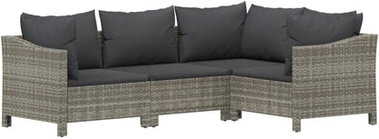 Rattan Garden Furniture Set, PE Rattan Material, Patio Furniture with Cushions and Backrest for Indoor and Outdoor, Benches and Tables, Free Combination (2 armchairs + corner + middle) - QUORE