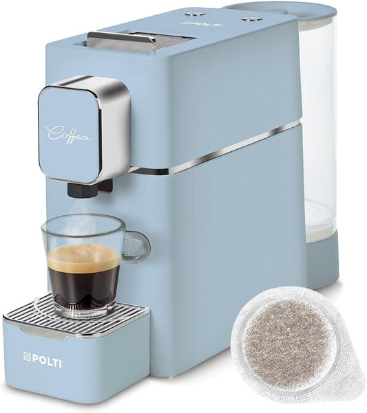 Polti Coffea S15LB Espressomachine compatibel met E.S.E-pads, 44 mm, tank 0,85 l, pompdruk 19 bar, kleur lichtblauw