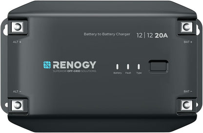 Renogy DC to DC Battery Charger, 12V 20A, Intelligent DCDC Battery Charger, Solar Charge Controller for Floodlights, Gel AGM Lithium Batteries for Motorhomes, Trucks, Commercial Vehicles - QUORE