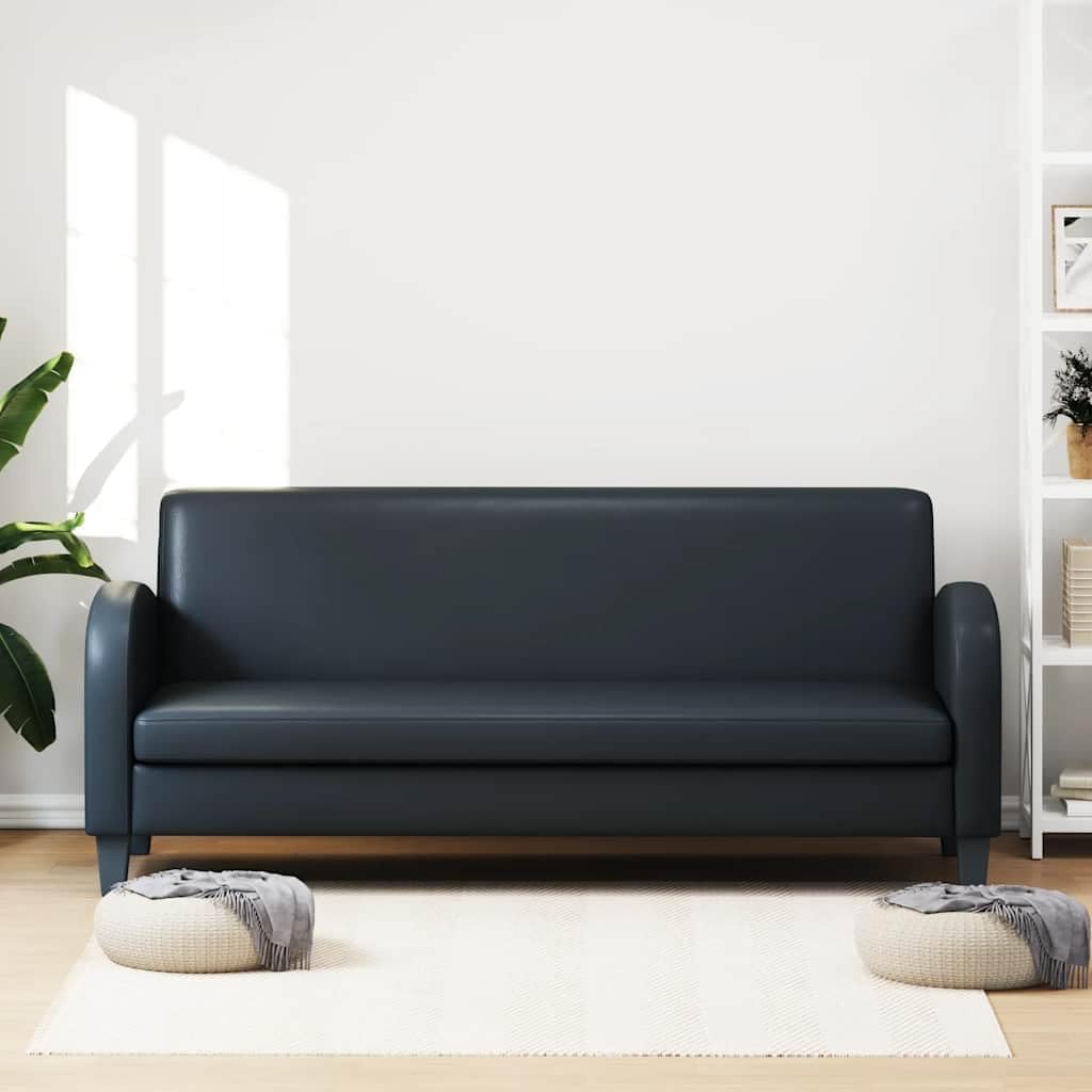 vidaXL Three Seater Sofa Faux Leather Black Three Seater Sofa Sofa Sofa - QUORE