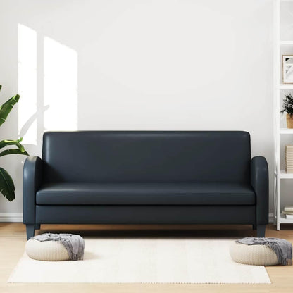 vidaXL Three Seater Sofa Faux Leather Black Three Seater Sofa Sofa Sofa - QUORE