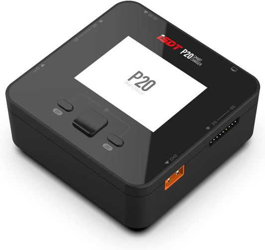 ISDT P20 Lipo snellader, DC 500WX2 20A Dual Smart oplader voor Life, LiIon, LiPo (1-8S)/LiHv (1-70S)/Pb (1-12S); NiMH/Cd(1-16S) accu's