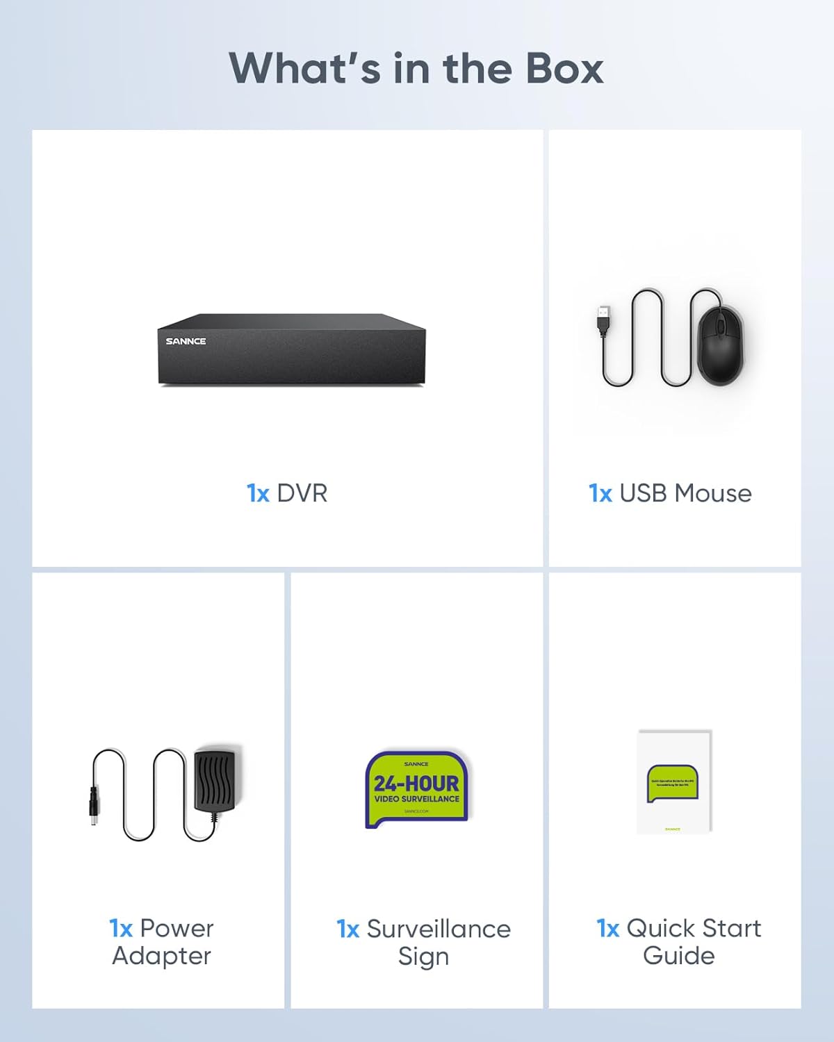 SANNCE 8-Kanaals 1080P beveiligingscamerasysteem CCTV-DVR-Recorder met 4 bedrade camera's, nachtzicht tot 20 meter, bewegingsalarm, externe toegang, IP67 weerbestendig met 1T