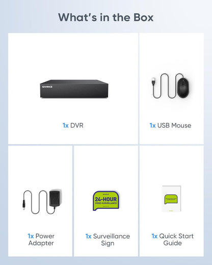 SANNCE 8-Kanaals 1080P beveiligingscamerasysteem CCTV-DVR-Recorder met 4 bedrade camera's, nachtzicht tot 20 meter, bewegingsalarm, externe toegang, IP67 weerbestendig met 1T