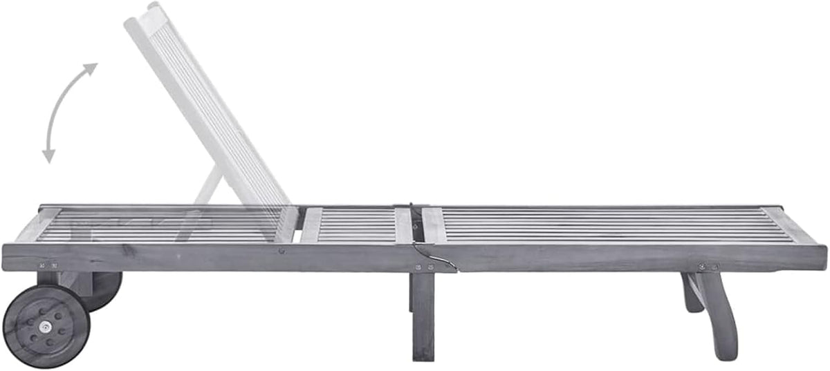 Tidyard Ligbed en kussen grijs antraciet enkele ligstoel hangmat tuin terras balkon buiten terras poolstoelen massief acaciahout grijs - QUORE