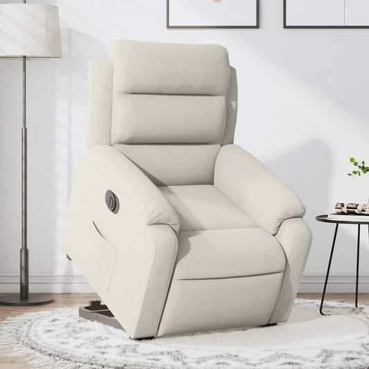 Recliner Chair with Stand Aid, Electric Cream, Velvet, TV Chair with Reclining Function, Single Lounger, Relax Chair for Living Room, Bedroom
