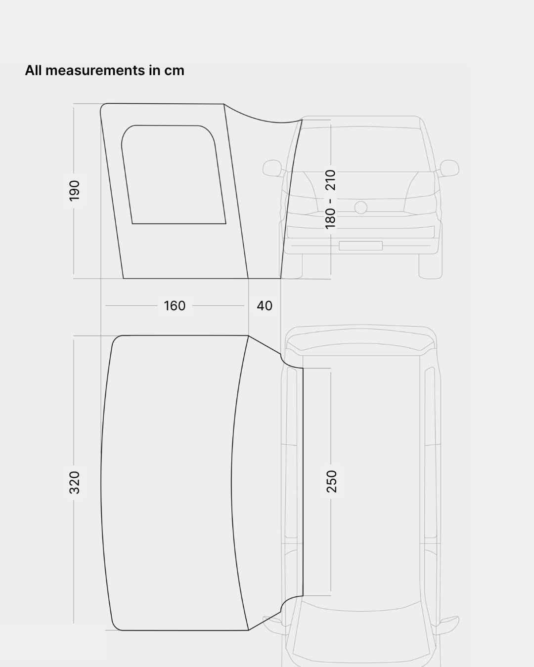 qeedo Motorluifel Bus - Stevige luifel met UV-bescherming (UV80) & donkere coating - Past op bus, bestelbus en camper, Diverse montagemogelijkheden, Bevestiging met 5 en 7 mm dubbele bies