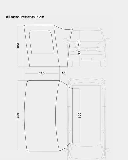 qeedo Motorluifel Bus - Stevige luifel met UV-bescherming (UV80) & donkere coating - Past op bus, bestelbus en camper, Diverse montagemogelijkheden, Bevestiging met 5 en 7 mm dubbele bies