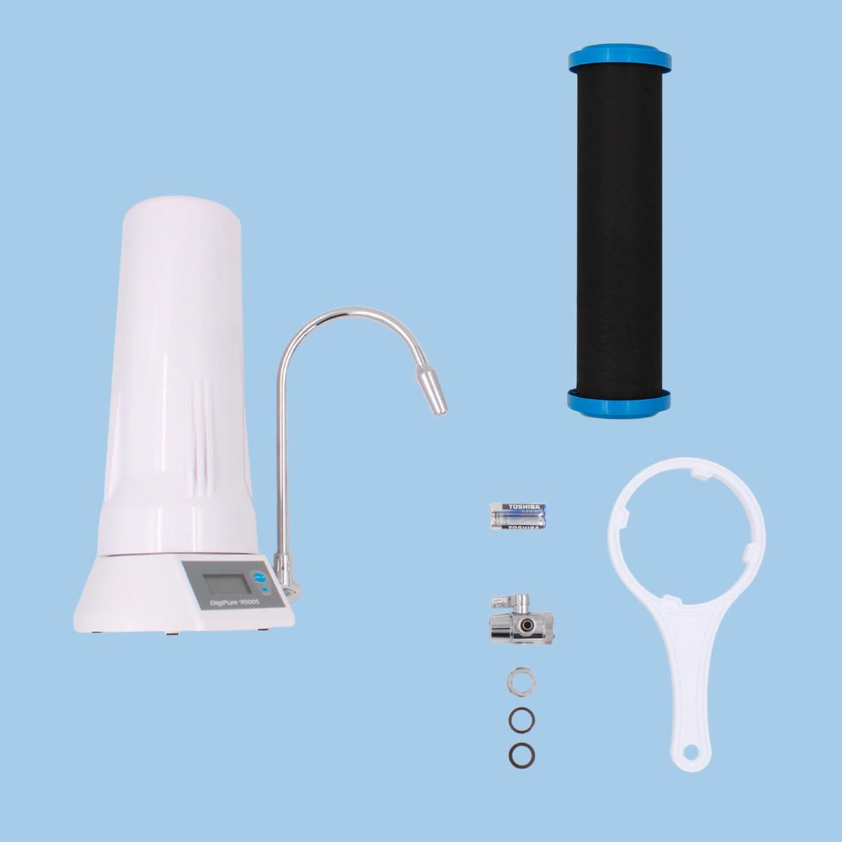 Digitaal op gootsteen waterfilter cartridge XM – Waterfilter – Spoelbakfilter – Kraanfilter – Keukenfilter – Digitale volumeteller – Filtercapaciteit tot 10.000 liter