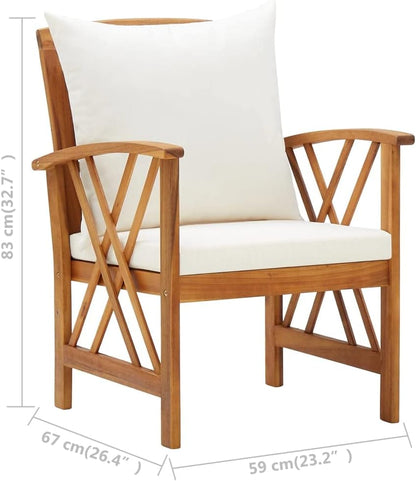 vidaXL Garden chairs 2 pcs with cushions solid acacia wood - QUORE