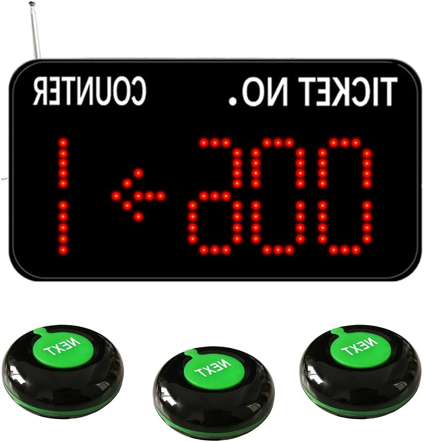 Wachtrijsysteem – Nummeroproepsysteem – Draadloos Wachtrij Systeem – Volgnummersysteem – Nummer Displaysysteem – Draadloze 3-Knop Oproep – Helder LED Display - QUORE