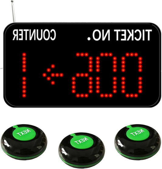 Wachtrijsysteem – Nummeroproepsysteem – Draadloos Wachtrij Systeem – Volgnummersysteem – Nummer Displaysysteem – Draadloze 3-Knop Oproep – Helder LED Display - QUORE