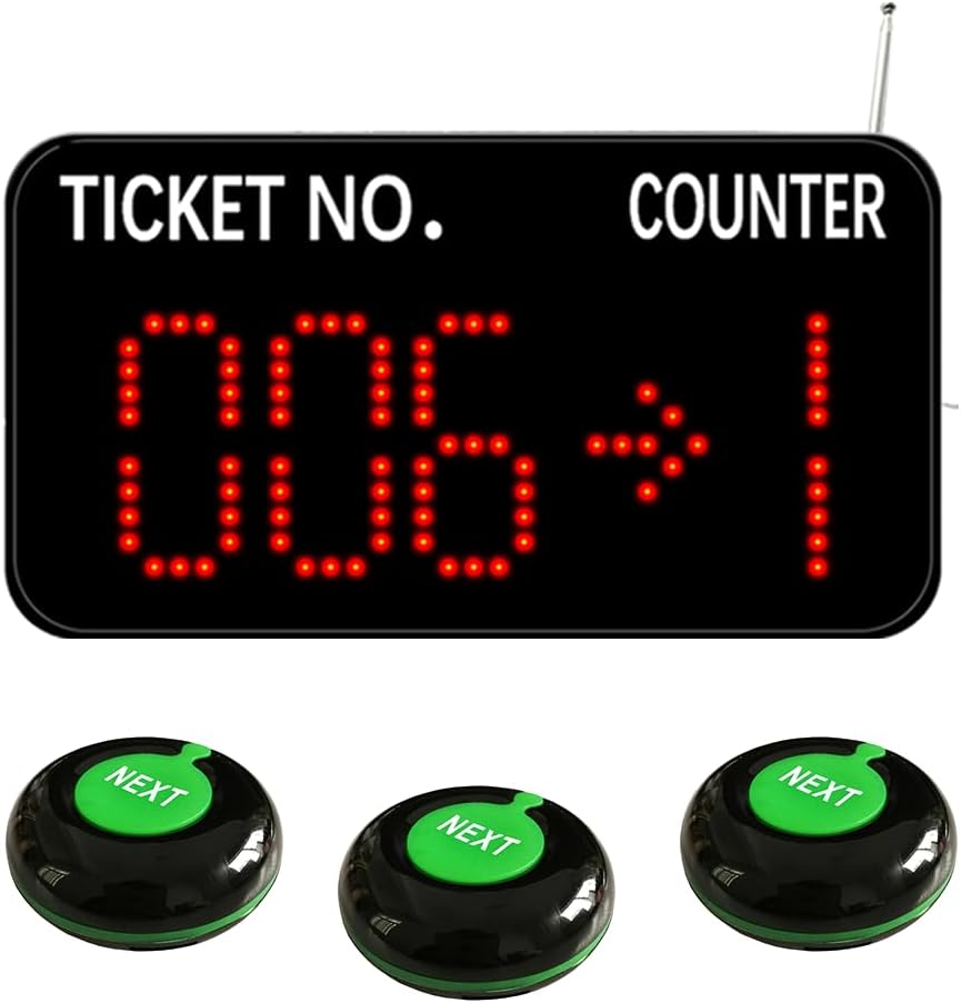 Pager Systeemnummer Bellen Systeem Neem Een Nummer Systeem Draadloze Wachtrij Call System LED Display Tickets Nummer en Teller Nummer (3 Knop+1 Display)