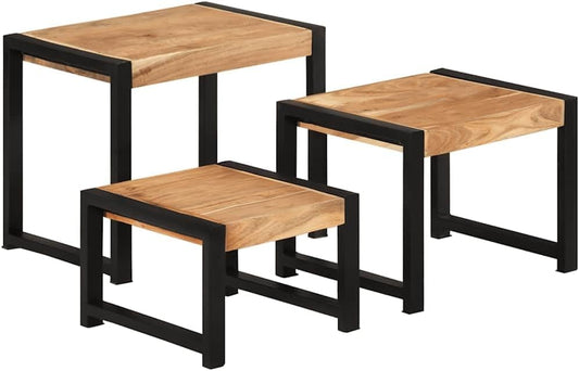 vidaXL Table set 3 pcs solid wood